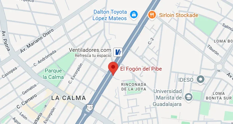 Mapa y ubicación del restaurante El Fogón del Pibe en Zapopan, Jalisco